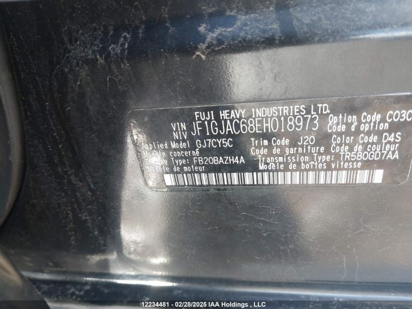 2014 Subaru Impreza 2.0I Touring Package VIN: JF1GJAC68EH018973 Lot: 12234481X