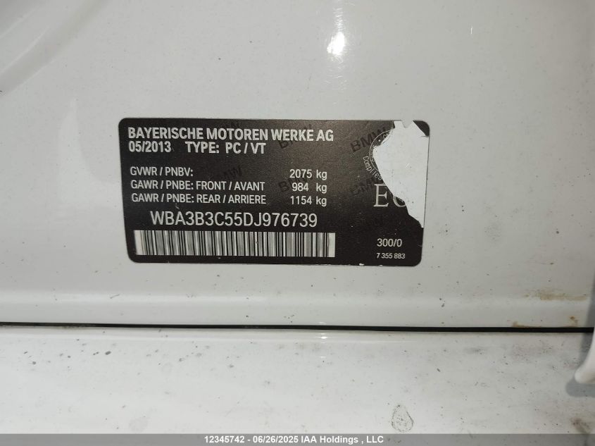 2013 BMW 328I xDrive/xDrive Classic Line VIN: WBA3B3C55DJ976739 Lot: 12345742X