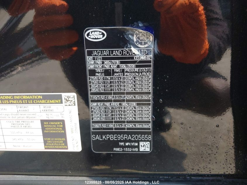 2024 Land Rover Range Rover Se VIN: SALKPBE95RA205658 Lot: 12355525