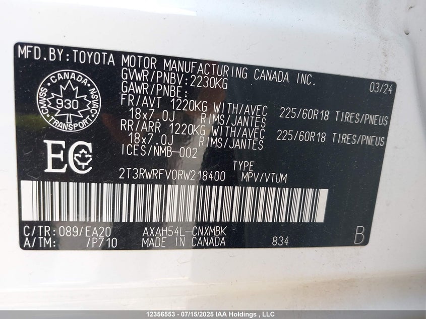 2T3RWRFV0RW218400 2024 TOYOTA RAV 4 photo no. 9