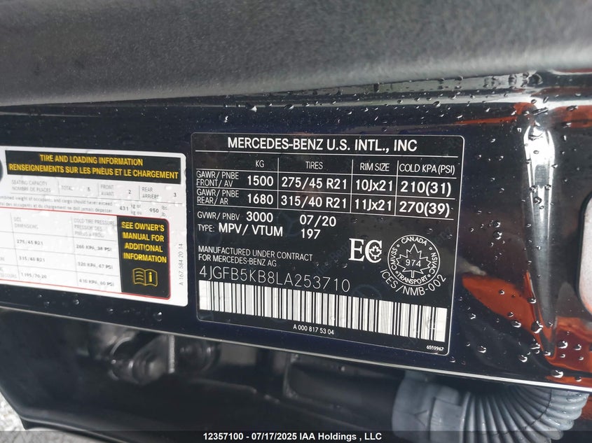 4JGFB5KB8LA253710 2020 MERCEDES-BENZ GLE photo no. 9