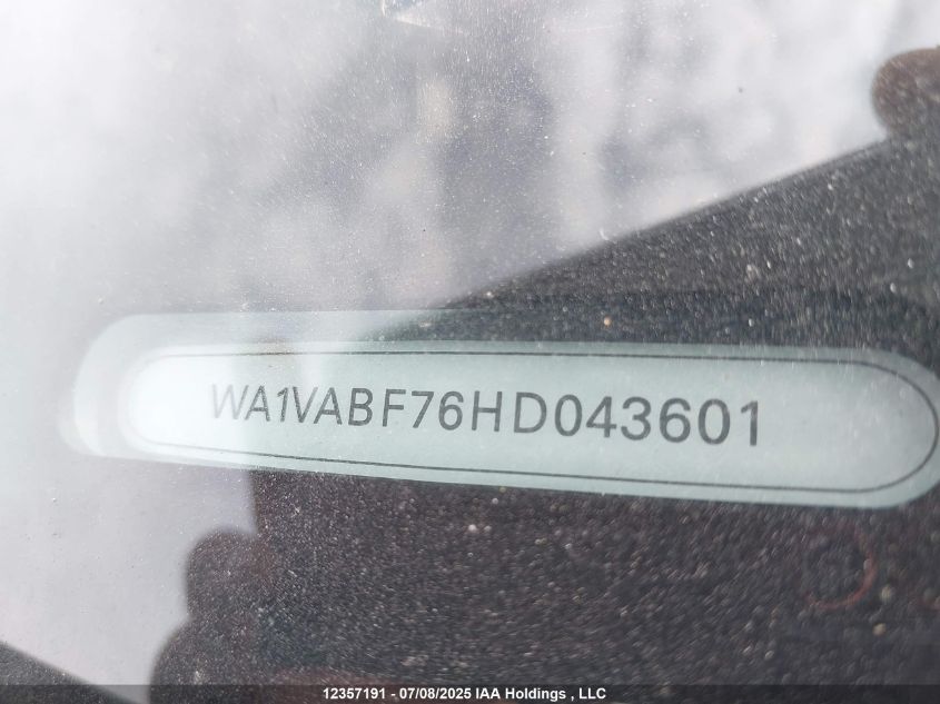 2017 Audi Q7 3.0T Technik VIN: WA1VABF76HD043601 Lot: 12357191