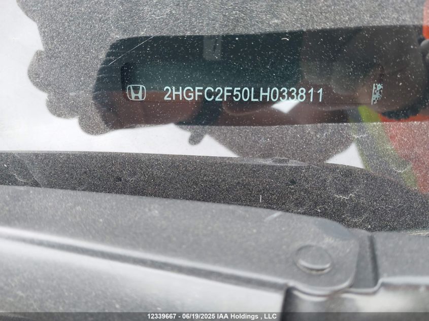 2020 Honda Civic Lx VIN: 2HGFC2F50LH033811 Lot: 12339667X