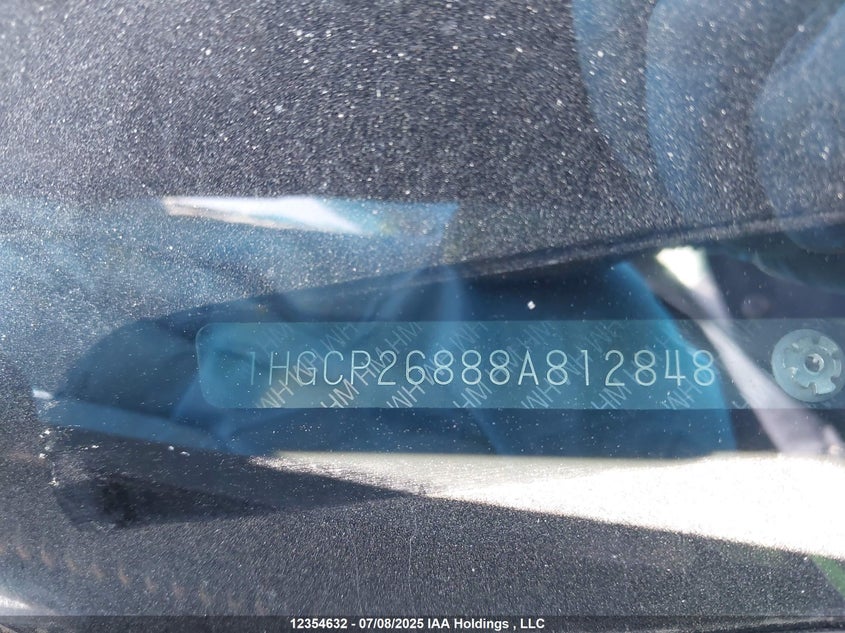 2008 Honda Accord Ex-L VIN: 1HGCP26888A812848 Lot: 12354632X