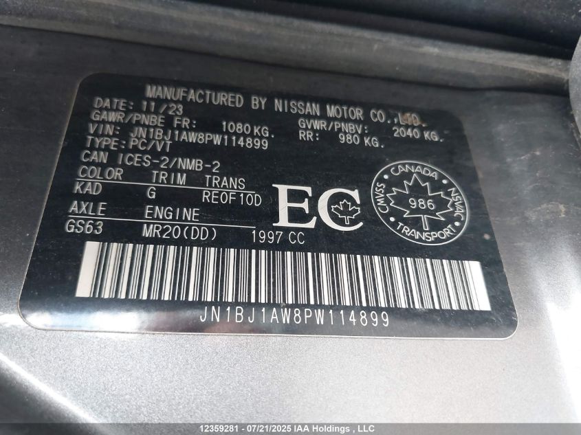 2023 Nissan Qashqai S VIN: JN1BJ1AW8PW114899 Lot: 12359281