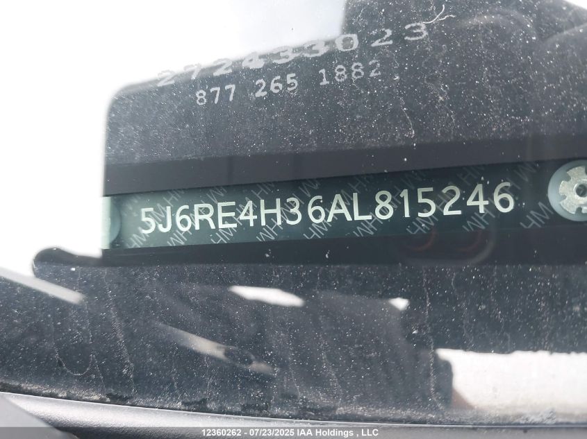 2010 Honda Cr-V Lx VIN: 5J6RE4H36AL815246 Lot: 12360262