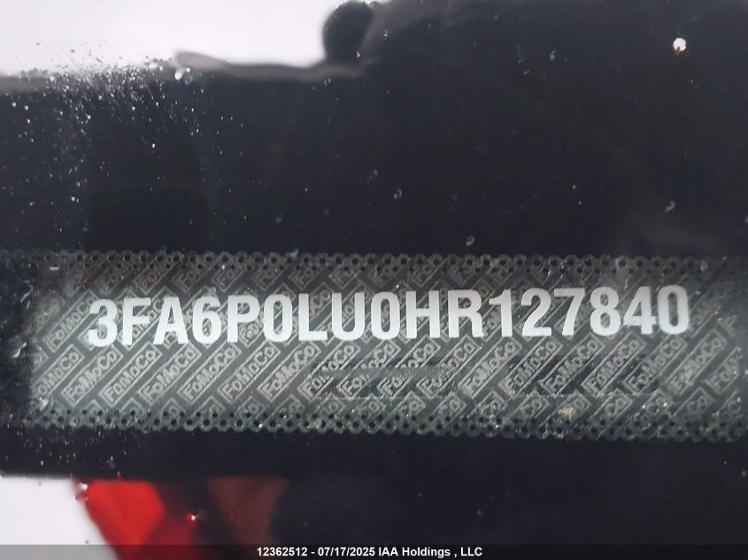 2017 Ford Fusion Se Hybrid VIN: 3FA6P0LU0HR127840 Lot: 12362512