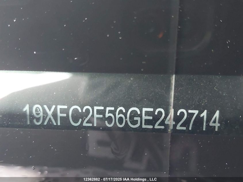 2016 Honda Civic VIN: 19XFC2F56GE242714 Lot: 12362882