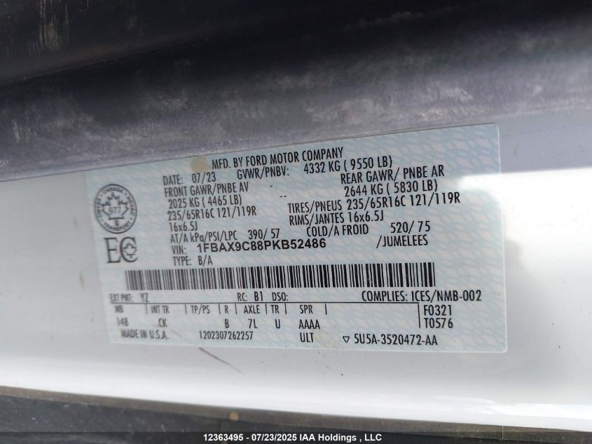 2023 Ford T-350 VIN: 1FBAX9C88PKB52486 Lot: 12363495