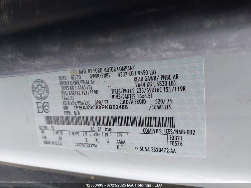 2023 Ford T-350 VIN: 1FBAX9C88PKB52486 Lot: 12363495