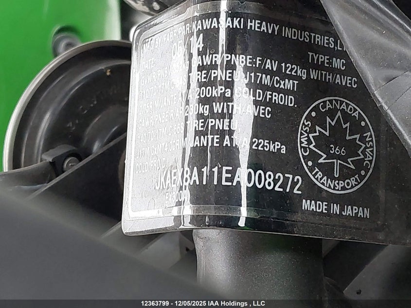JKAEX8A11EA008272 2014 KAWASAKI NINJA photo no. 10