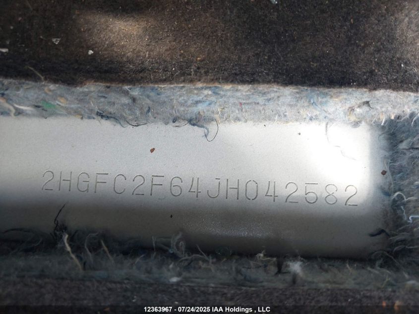 2018 Honda Civic Se VIN: 2HGFC2F64JH042582 Lot: 12363967
