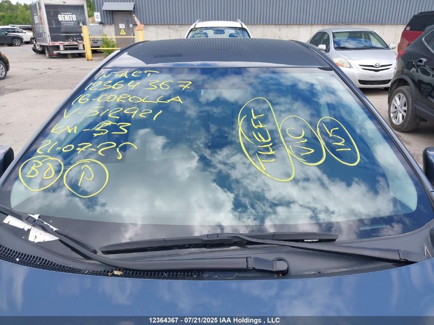 2016 Toyota Corolla VIN: 2T1BURHE3GC512921 Lot: 12364367