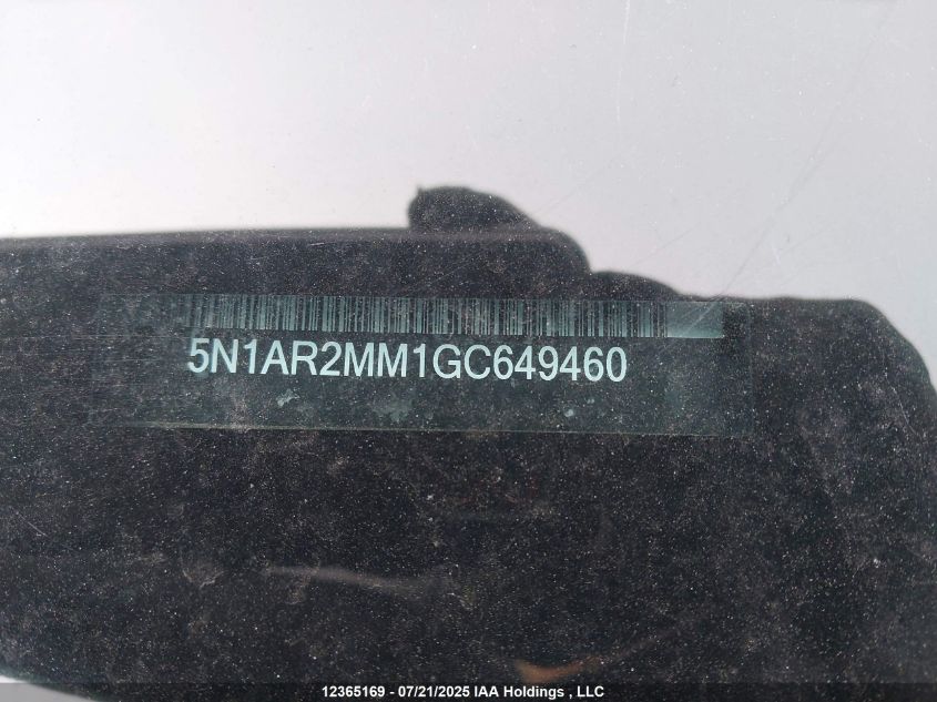 2016 Nissan Pathfinder Platinum/S/Sl/Sv VIN: 5N1AR2MM1GC649460 Lot: 12365169