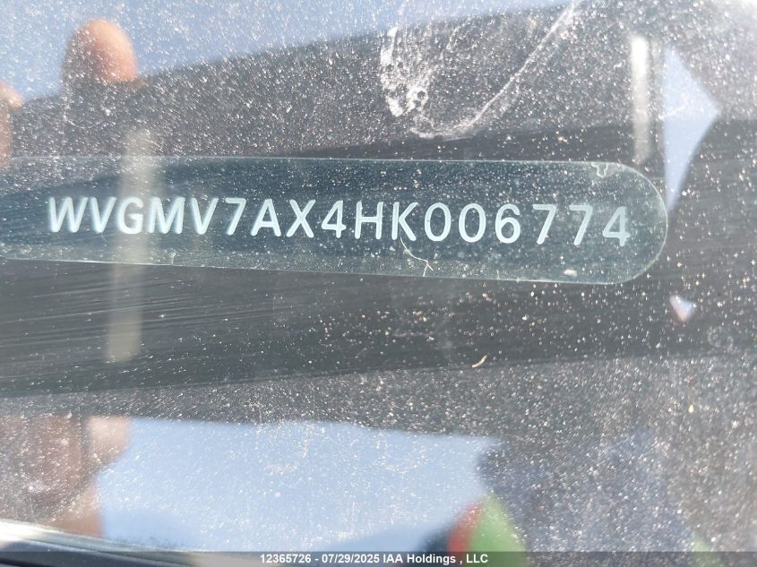 2017 Volkswagen Tiguan Comfortline VIN: WVGMV7AX4HK006774 Lot: 12365726