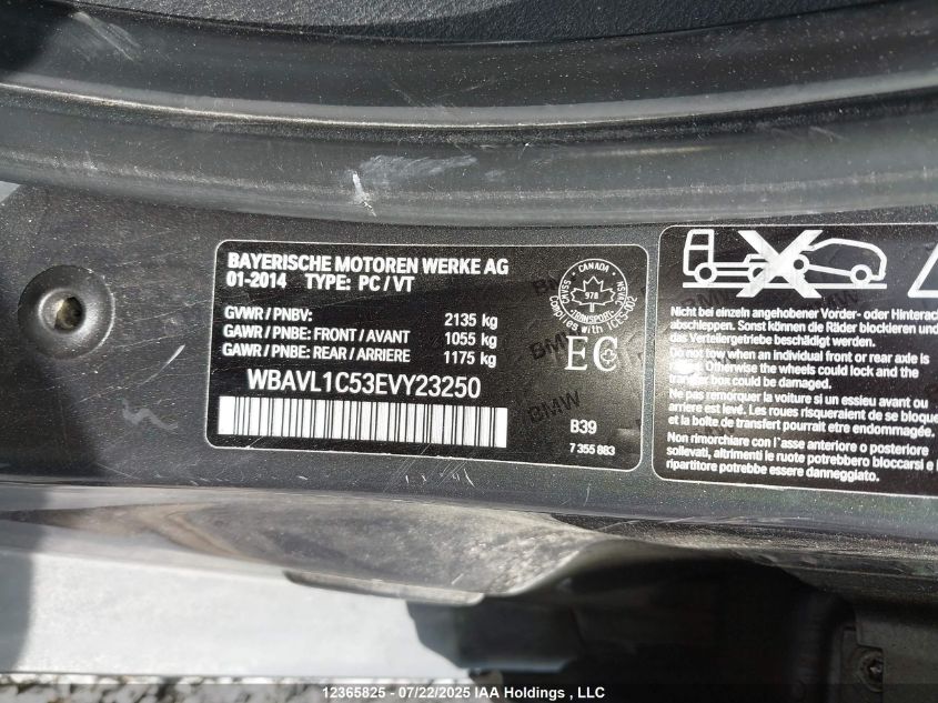 2014 BMW X1 xDrive28I VIN: WBAVL1C53EVY23250 Lot: 12365825