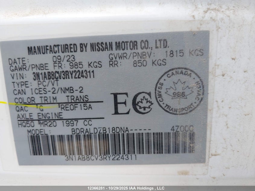 3N1AB8CV3RY224311 2024 NISSAN SENTRA photo no. 9