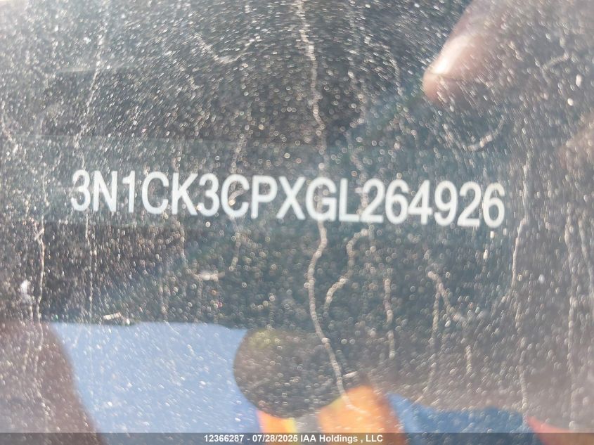 2016 Nissan Micra S/Sr/Sv VIN: 3N1CK3CPXGL264926 Lot: 12366287