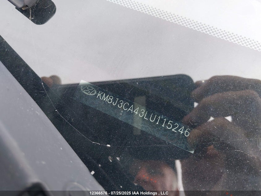 Auction sale of the 2020 HYUNDAI TUCSON , vin: KM8J3CA43LU115246, lot number: 12366576