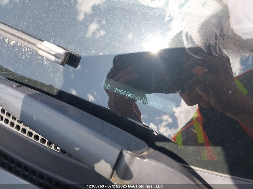 2018 Honda Civic Lx VIN: 2HGFC4A50JH400593 Lot: 12366769