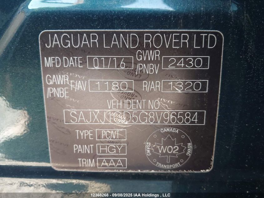 2016 Jaguar Xj Portfolio/R-Sport VIN: SAJXJ1GD5G8V96584 Lot: 12368268