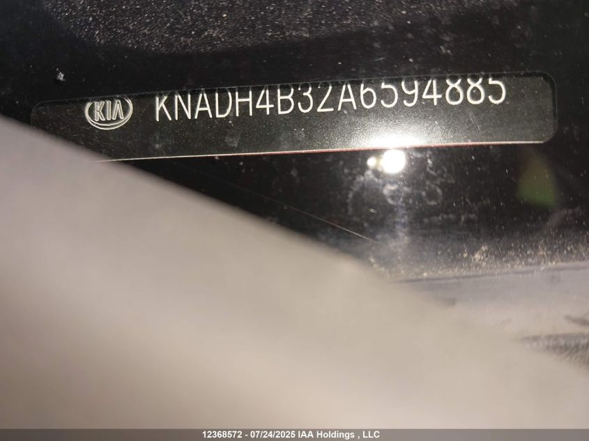 2010 Kia Rio Ex/Ex-Convenience VIN: KNADH4B32A6594885 Lot: 12368572