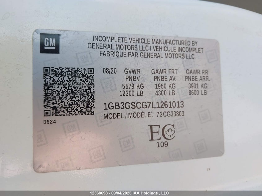 1GB3GSCG7L1261013 2020 CHEVROLET EXPRESS photo no. 9