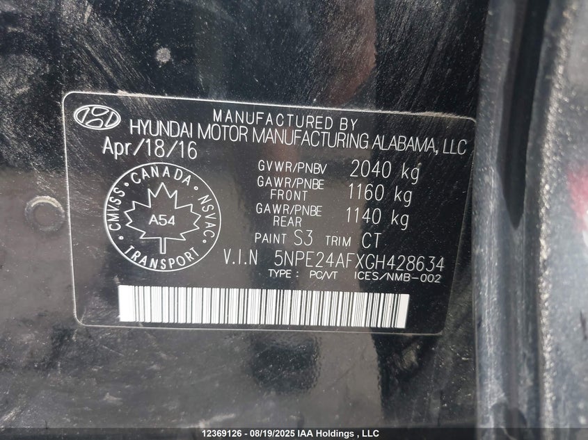 5NPE24AFXGH428634 2016 HYUNDAI SONATA photo no. 9