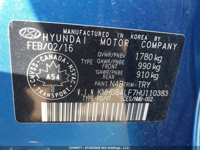 KMHD84LF7HU110383 2017 HYUNDAI ELANTRA photo no. 19