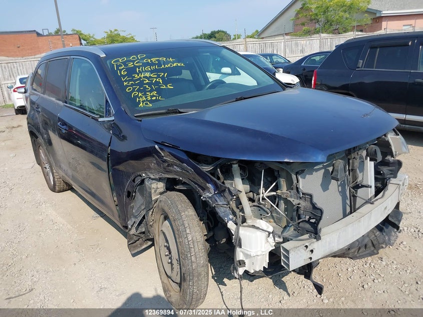 5TDJKRFH1GS344671 2016 Toyota Highlander Xle auction photo 1