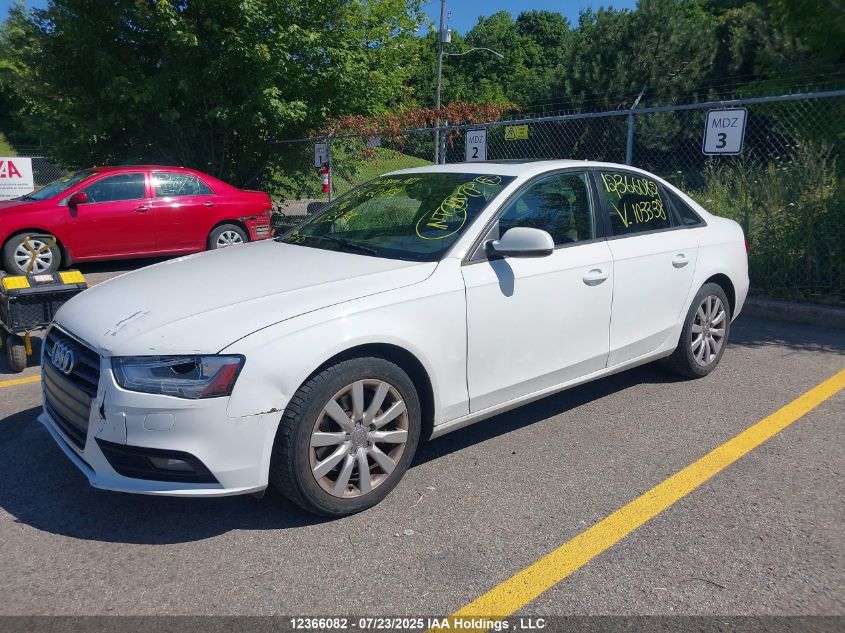 2013 Audi A4 2.0T VIN: WAUBFCFL3DA103338 Lot: 12366082X