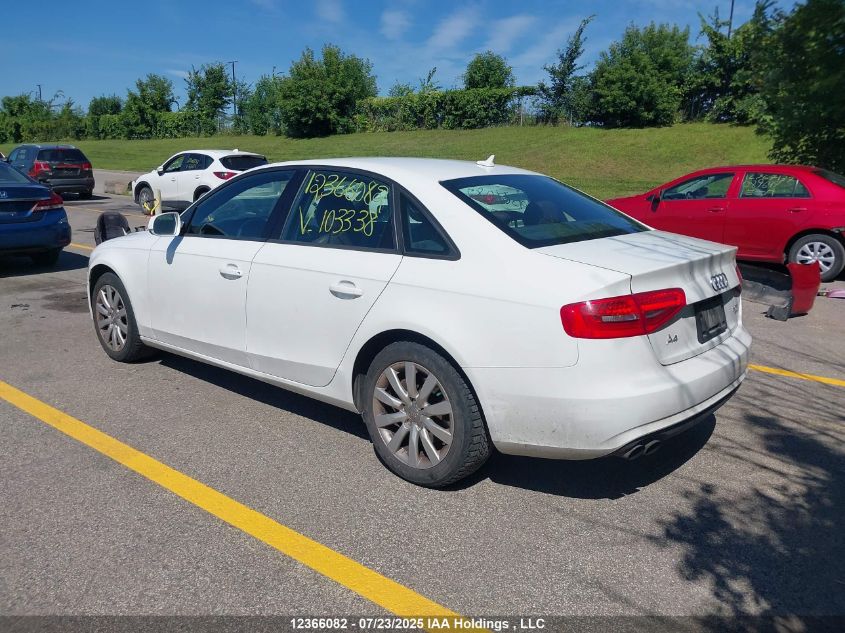 2013 Audi A4 2.0T VIN: WAUBFCFL3DA103338 Lot: 12366082X