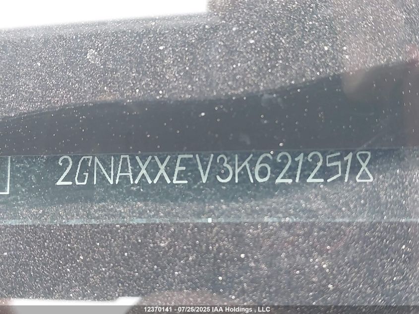 2019 Chevrolet Equinox VIN: 2GNAXXEV3K6212518 Lot: 12370141