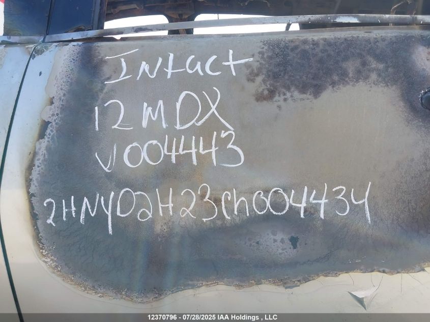 2012 Acura Mdx VIN: 2HNYD2H23CH004434 Lot: 12370796