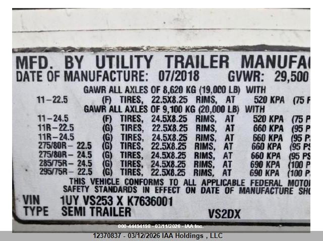 2019 OTHER UTILITY TRAILER MFG TRAILER N/A