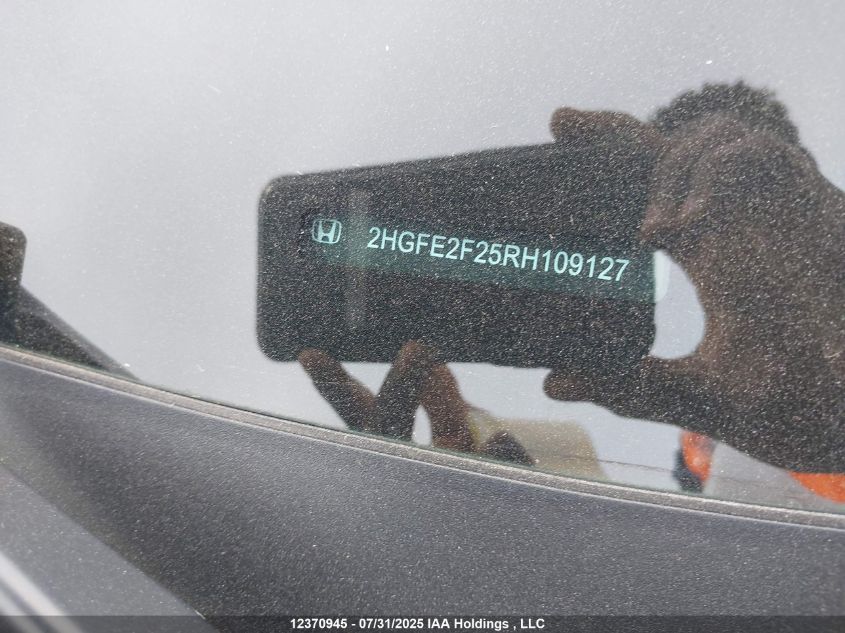 2024 Honda Civic VIN: 2HGFE2F25RH109127 Lot: 12370945
