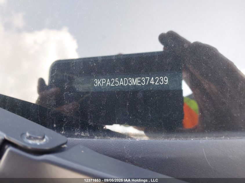 2021 Kia Rio S VIN: 3KPA25AD3ME374239 Lot: 12371653