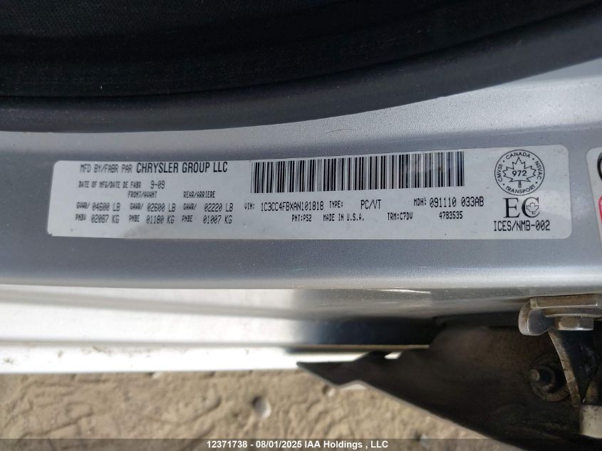 2010 Chrysler Sebring Touring VIN: 1C3CC4FBXAN101818 Lot: 12371738