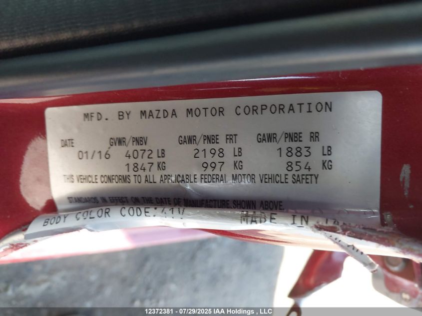 2016 Mazda 3 Touring VIN: JM1BM1M39G1326892 Lot: 12372381