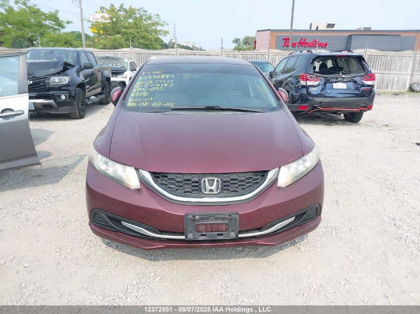2013 Honda Civic Lx VIN: 2HGFB2F49DH004187 Lot: 12372881