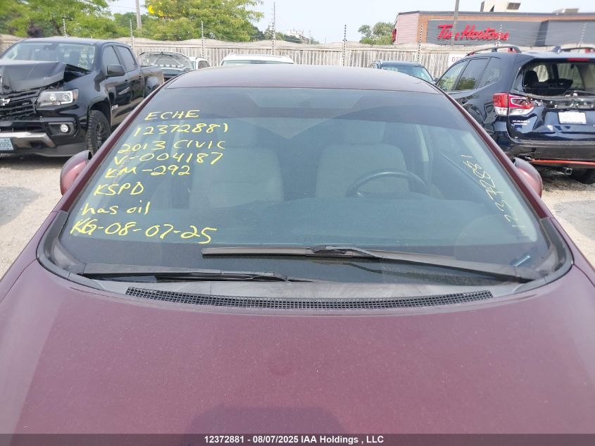 2013 Honda Civic Lx VIN: 2HGFB2F49DH004187 Lot: 12372881