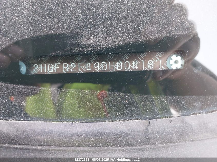 2013 Honda Civic Lx VIN: 2HGFB2F49DH004187 Lot: 12372881