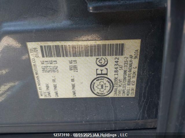 2009 Nissan Altima 2.5/2.5S VIN: 1N4AL21E99C184342 Lot: 12373110