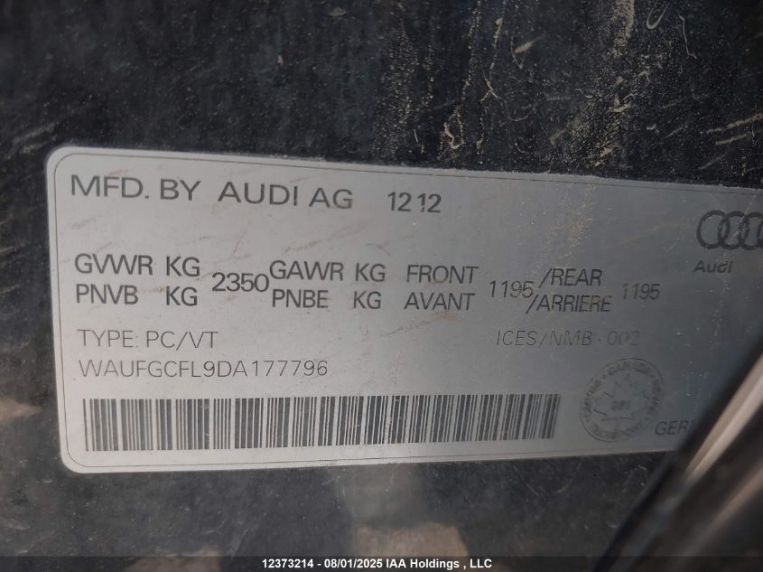 2013 Audi S4 3.0T Premium VIN: WAUFGCFL9DA177796 Lot: 12373214