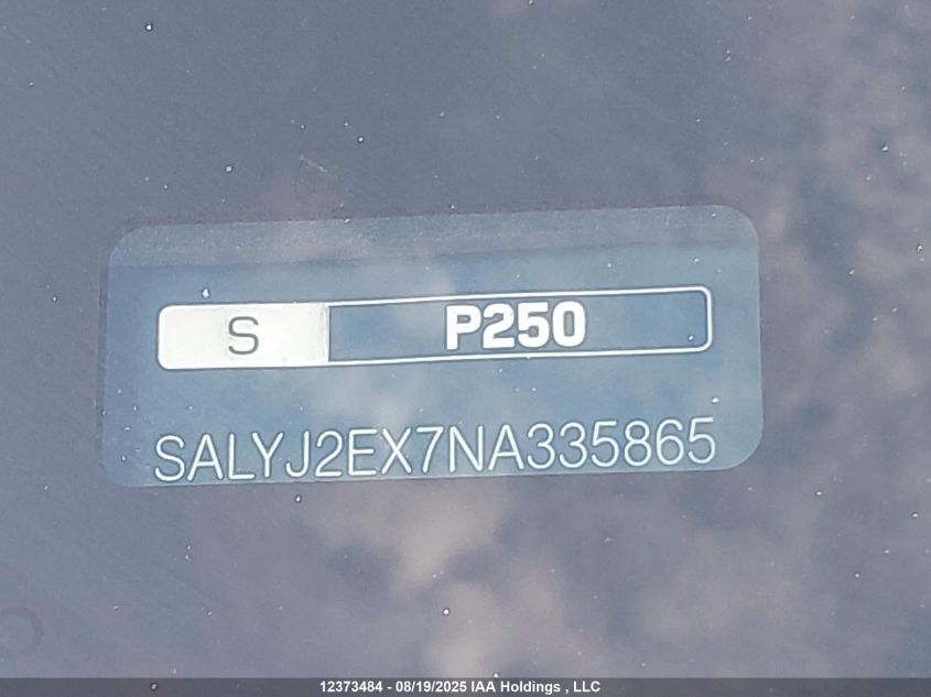 2022 Land Rover Range Rover Velar S VIN: SALYJ2EX7NA335865 Lot: 12373484