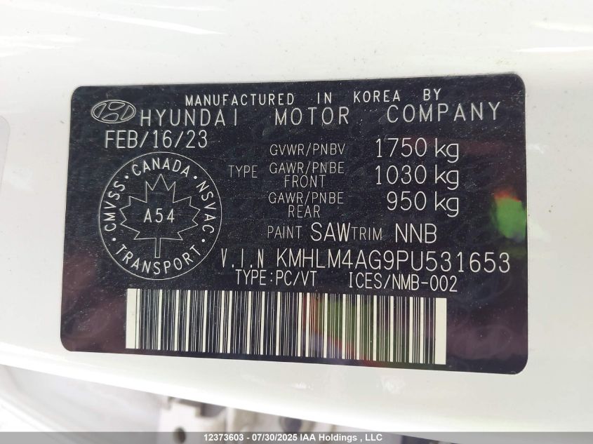 2023 Hyundai Elantra Preferred Ivt VIN: KMHLM4AG9PU531653 Lot: 12373603