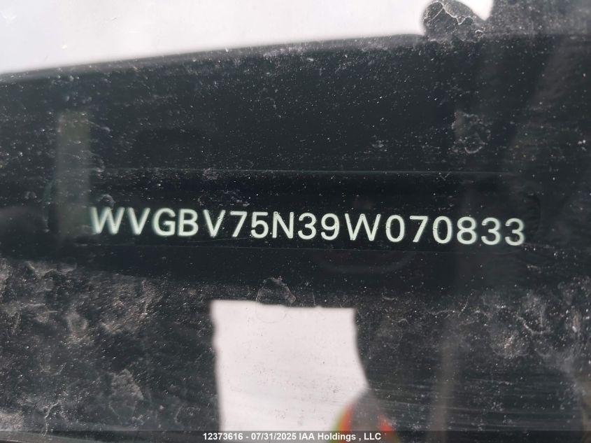 2009 Volkswagen Tiguan Se/Sel VIN: WVGBV75N39W070833 Lot: 12373616