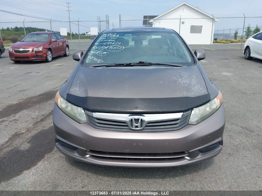 2012 Honda Civic Ex VIN: 2HGFB2F52CH055652 Lot: 12373683