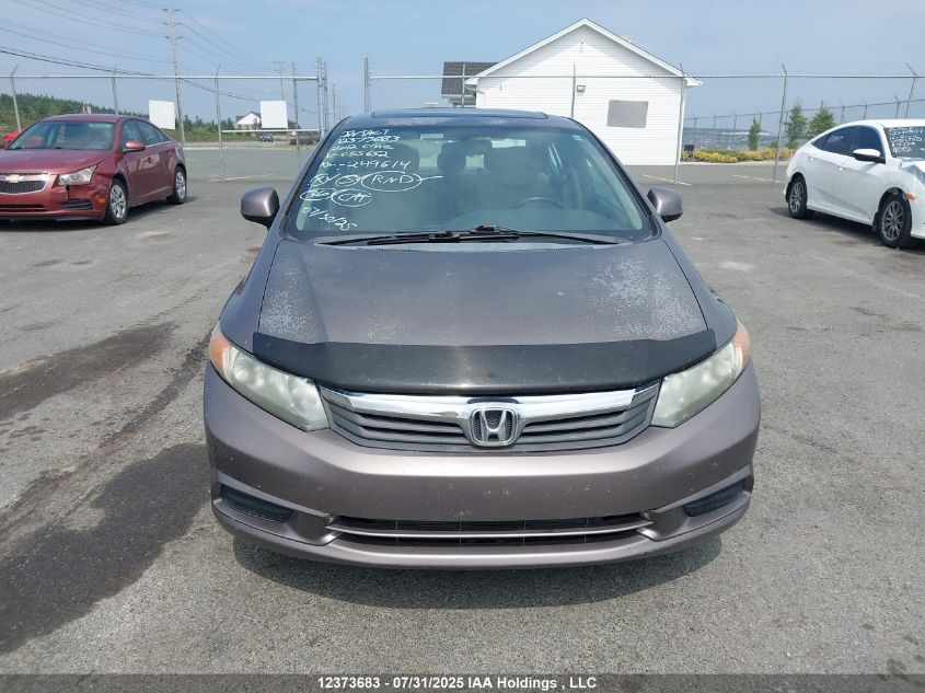 2012 Honda Civic Ex VIN: 2HGFB2F52CH055652 Lot: 12373683