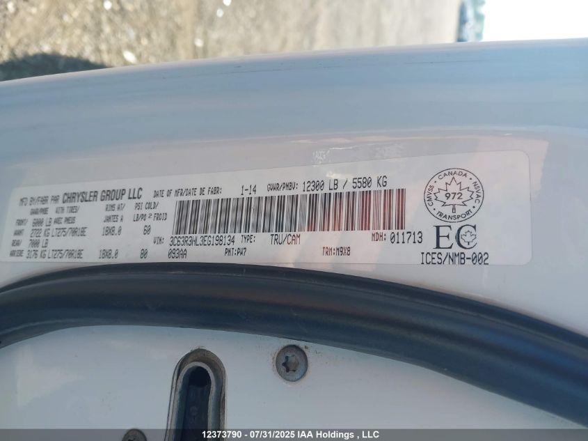 2014 Ram 3500 Slt VIN: 3C63R3HL3EG198134 Lot: 12373790